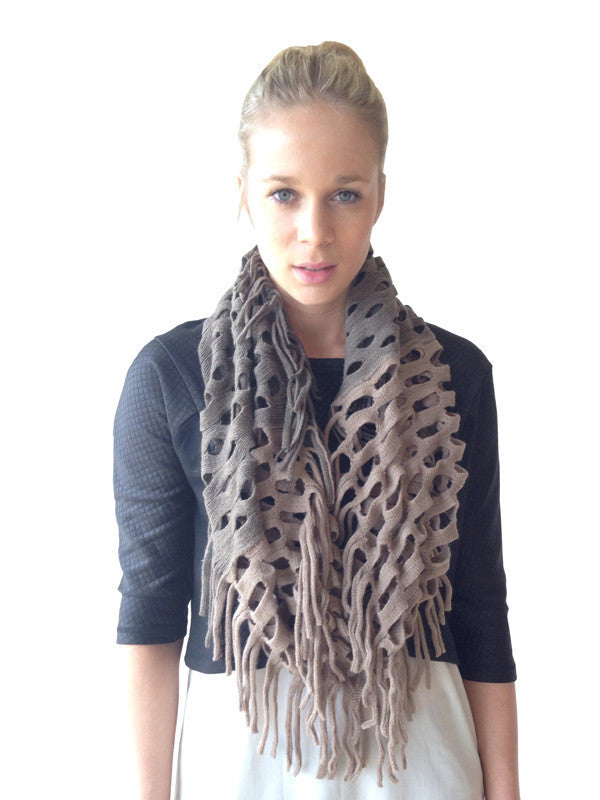 Lattice Fringe Loop Scarf