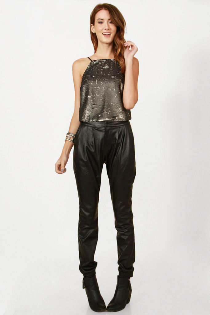 Gunmetal Sequin Top