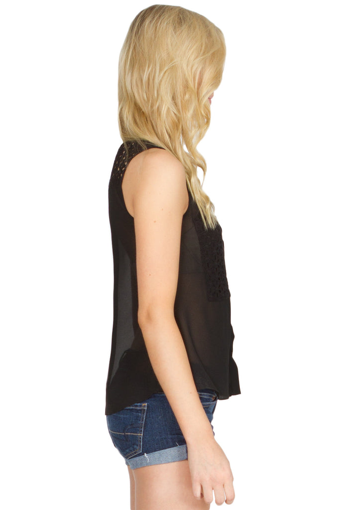 Dark Eyelet Sleeveless Top