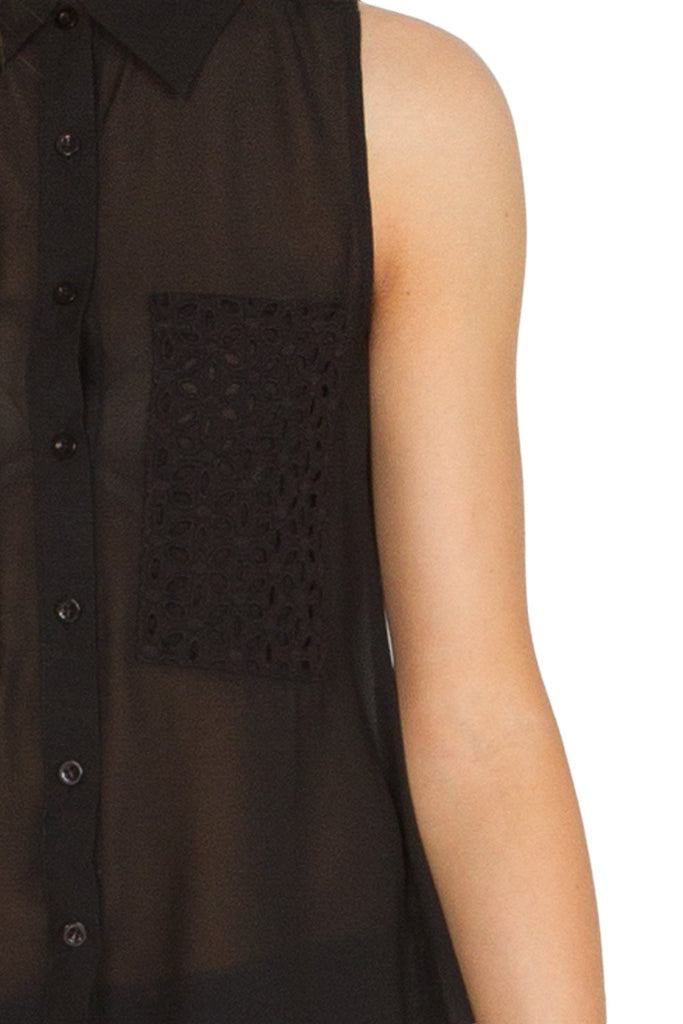Dark Eyelet Sleeveless Top